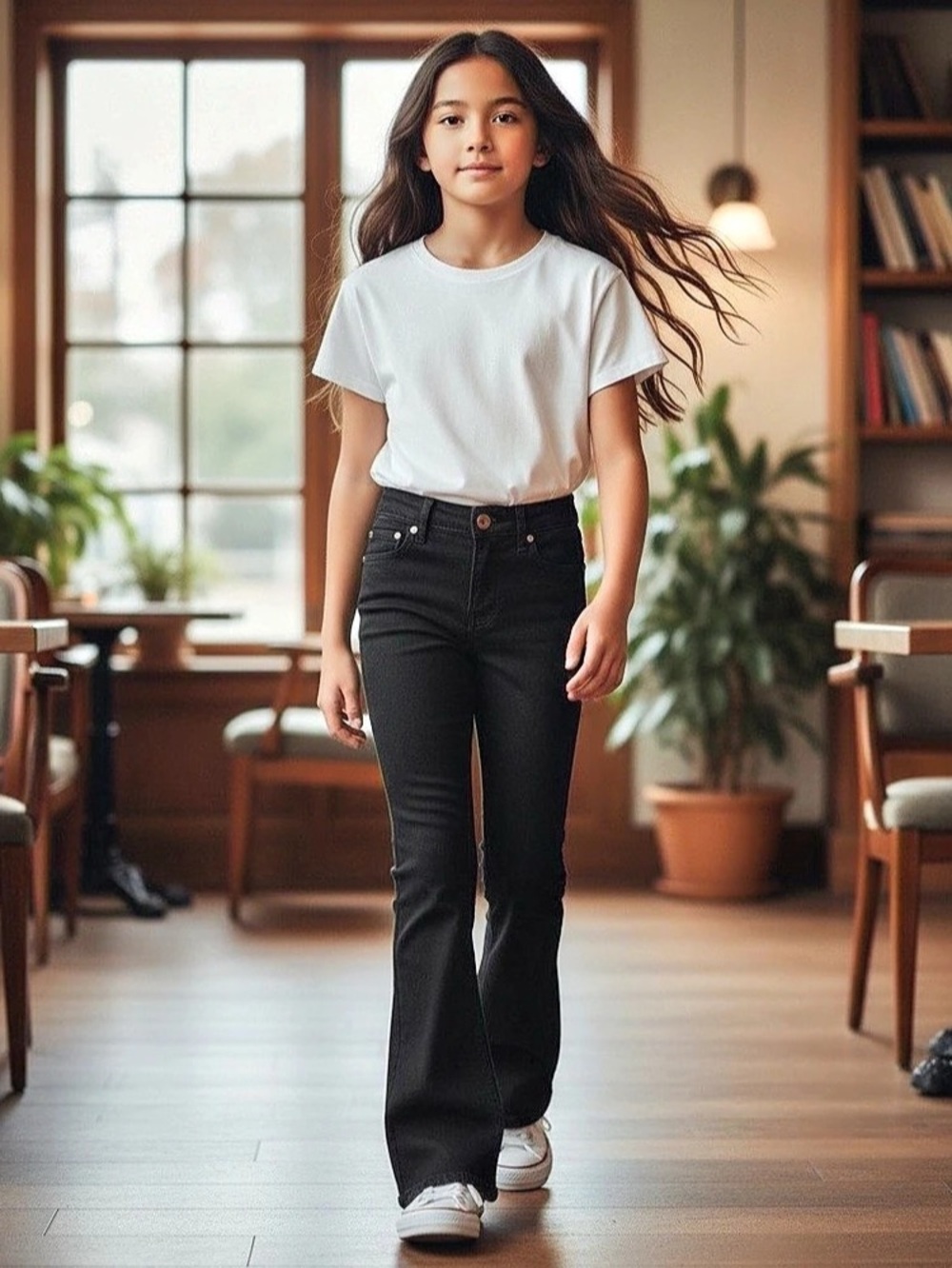 Girls Black Flare Pants Size 130